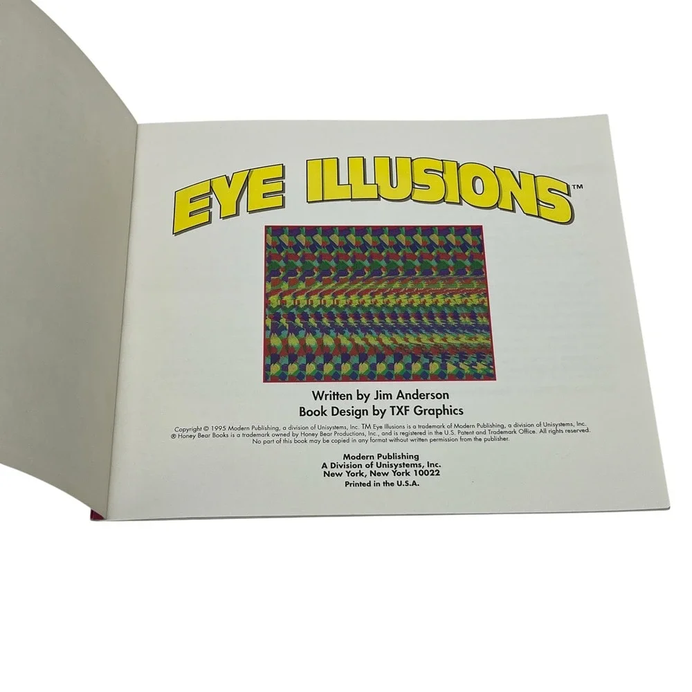 Eye Illusions Magic 3-D Pictures Jim Anderson 1995 Stereogram Book Honey Bear